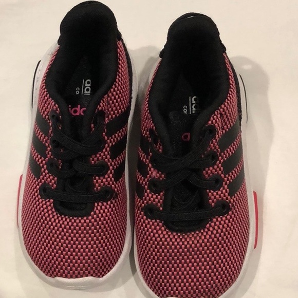 Adidas Run Racer Pink Black Stripe Shoes 5K - Picture 5 of 5